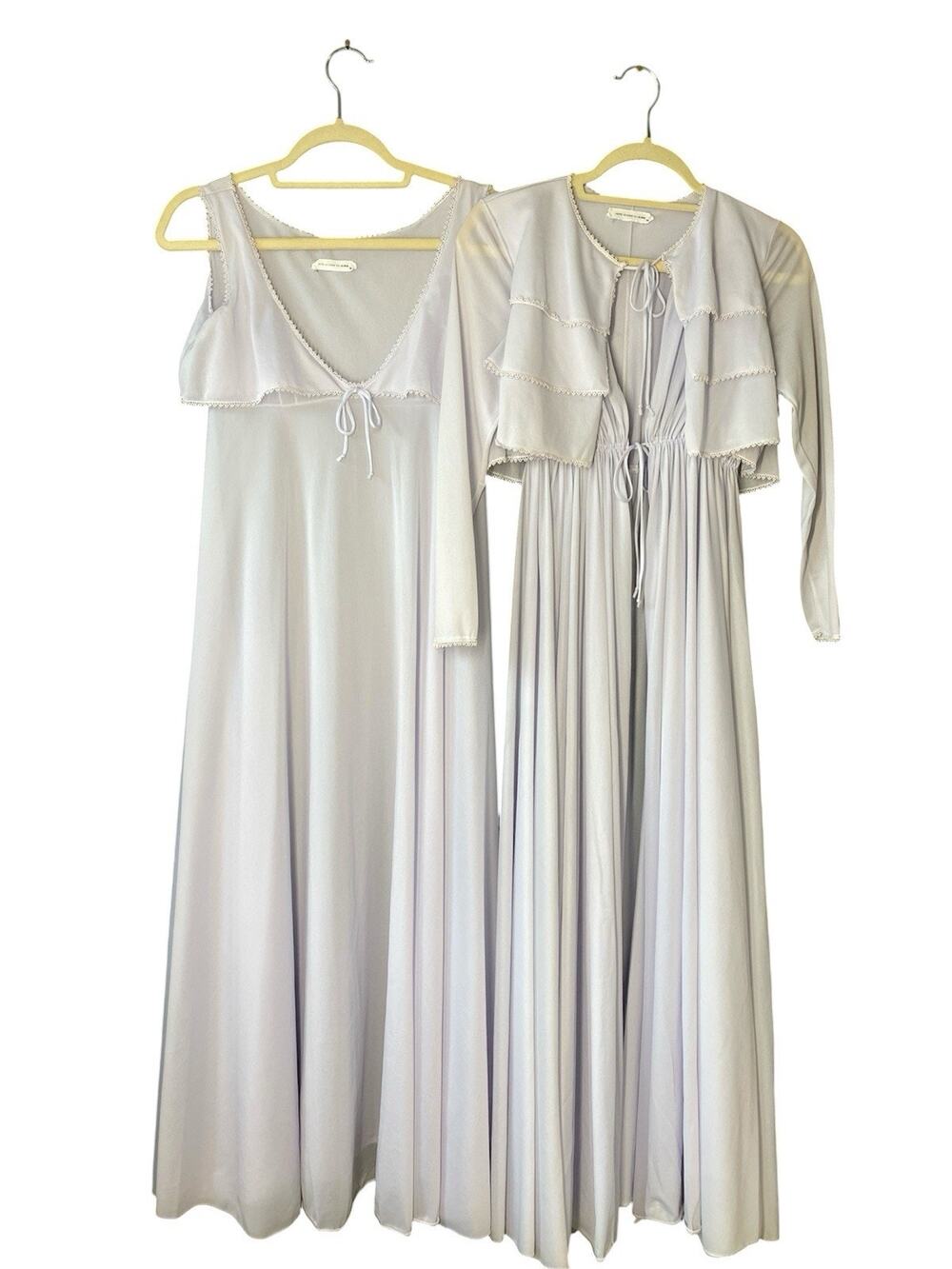 John Kloss X Cira Nylon Lingerie Robe & Nightgown Sz Medium Vintage Peignoir Set